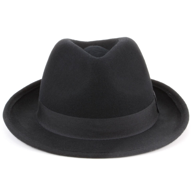 100% Wool felt trilby hat with taffeta band - Black