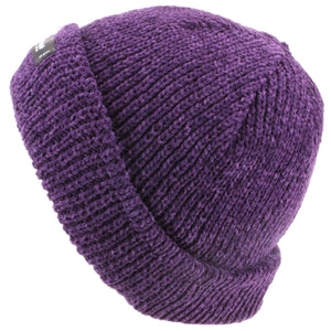 Chenille beanie hat with fleece lining - Purple (One Size)