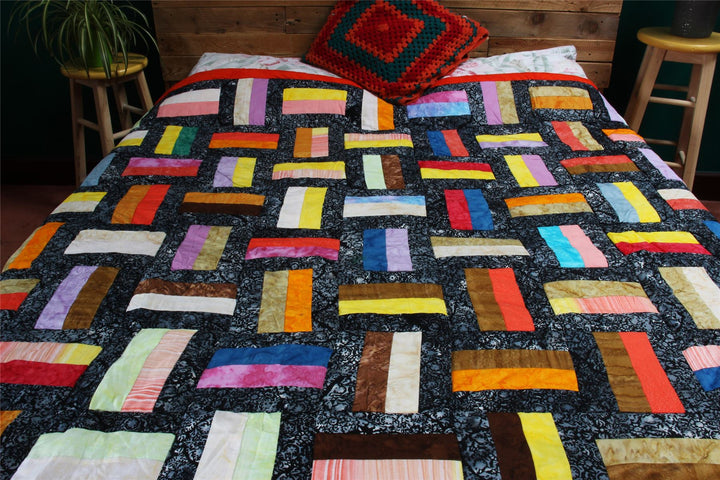 Handmade Quilted Patchwork Batik Printed Bedspread