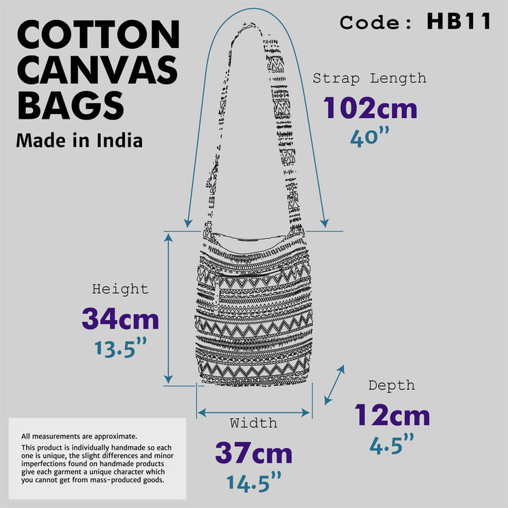 Cotton Canvas Sling Shoulder Bag - Navy