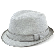 Simple grey cotton trilby hat with band and trim - Grey