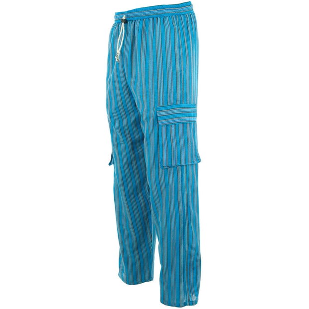 Cotton Combat Trousers Pant - Blue Stripe