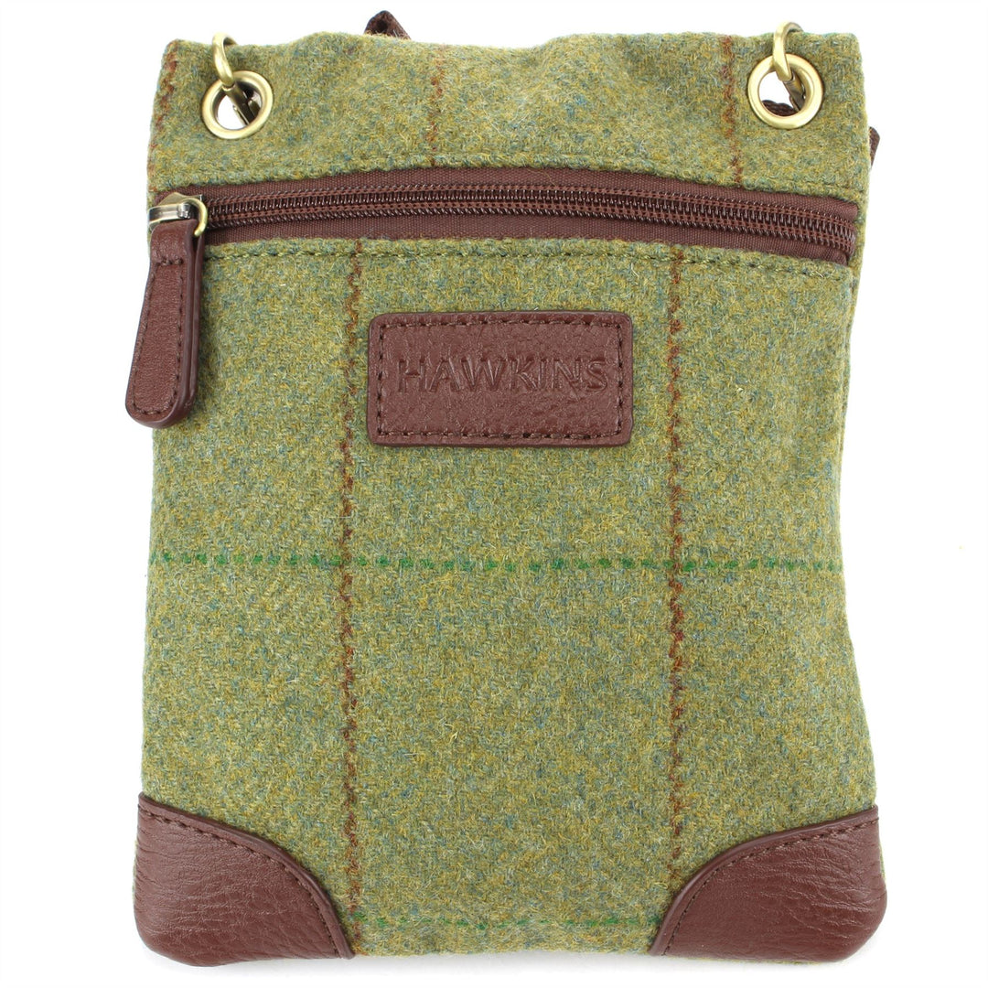 Small Tweed Cross Body Shoulder Bag Handbag - Mid Green