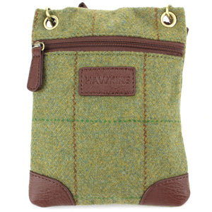 Petit sac à main bandoulière en tweed - vert moyen