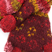 Wool Knit Fingerless Shooter Gloves - Space Dye (Red)