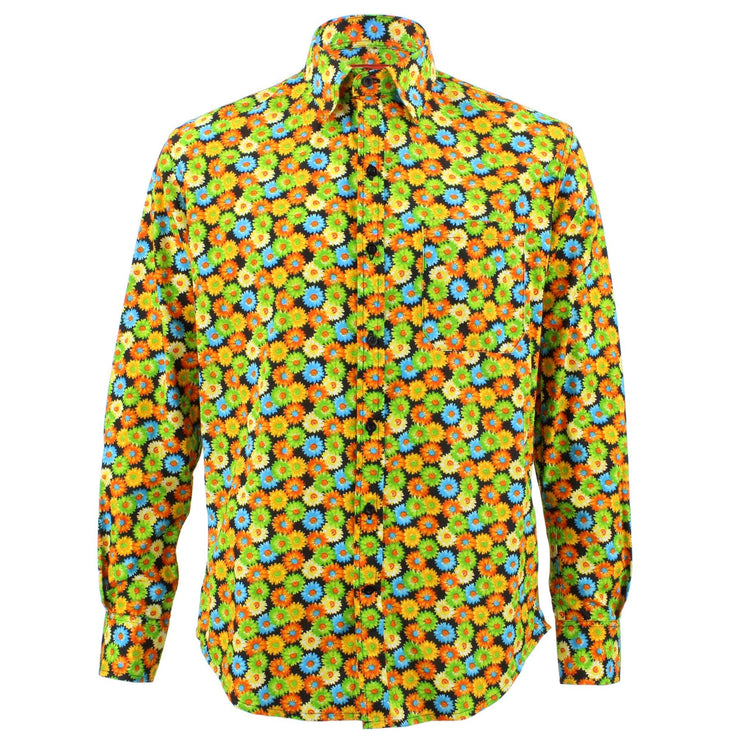 Tailored Fit Long Sleeve Shirt - Multi-coloured Floral on Black
