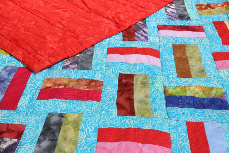 Handmade Quilted Patchwork Batik Printed Bedspread