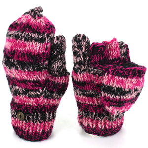 Wool Knit Shooter Gloves - Black Pink SD