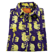Regular Fit Long Sleeve Shirt - Herd of Elephants - Purple