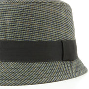 Tweed cloche hat with chunky band - Olive