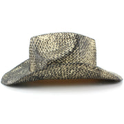 Weathered Snakeskin Effect Straw Cowboy Hat with Studded Band