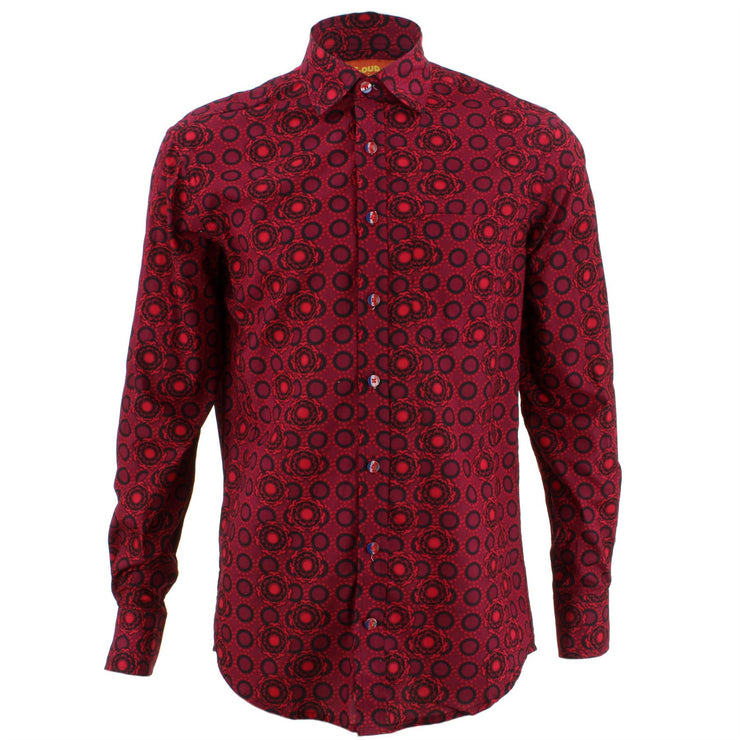 Regular Fit Long Sleeve Shirt - Red Abstract Poppies