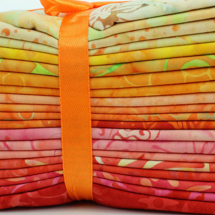 Cotton Batik Pre Cut Fabric Bundles - Fat Quarter - Red to Yellow