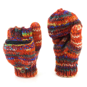 Hand Knitted Wool Shooter Gloves - SD Red Mix
