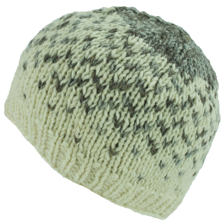 Wool Knit Beanie Hat - Cream