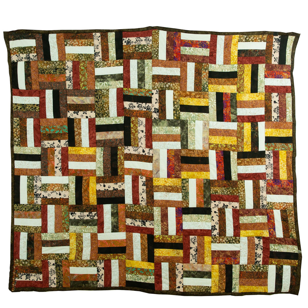 Handmade Quilted Patchwork Batik Printed Bedspread - Carob