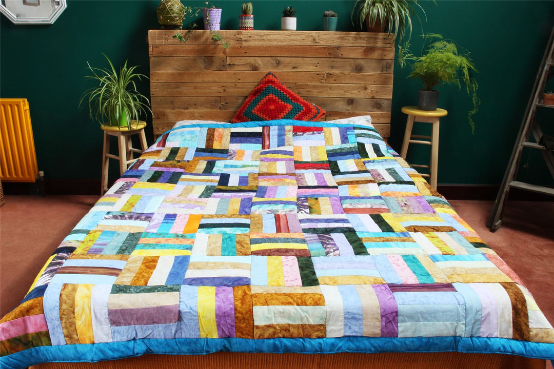 Handmade Quilted Patchwork Batik Printed Bedspread