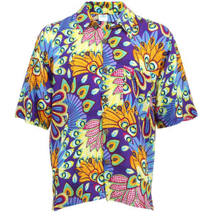 Kurzärmliges tropisches Hawaiihemd – lila