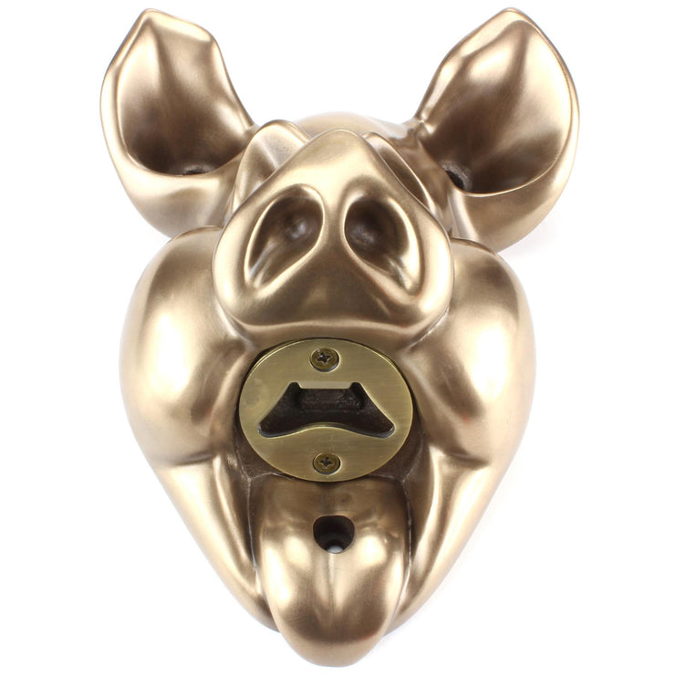 Wall Mounted Character Bottle Opener - Pig (Bronze)