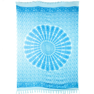 Viscose rayon sarong - mandala - lyseblå