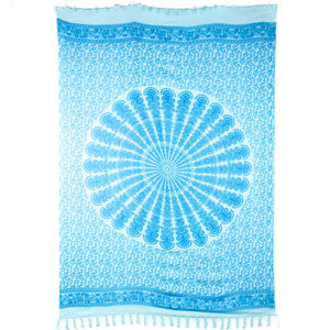 Viskose-Sarong – Mandala – Hellblau