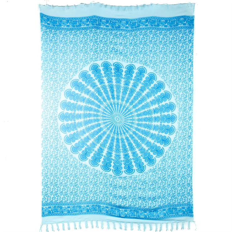 Viscose Rayon Sarong - Mandala - Light Blue