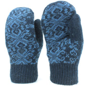 Wool Knit Mittens - Blue