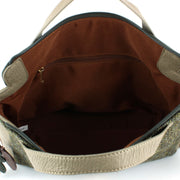 Tweed Cross Body Messenger Shoulder Satchel Bag Handbag - Green & Brown