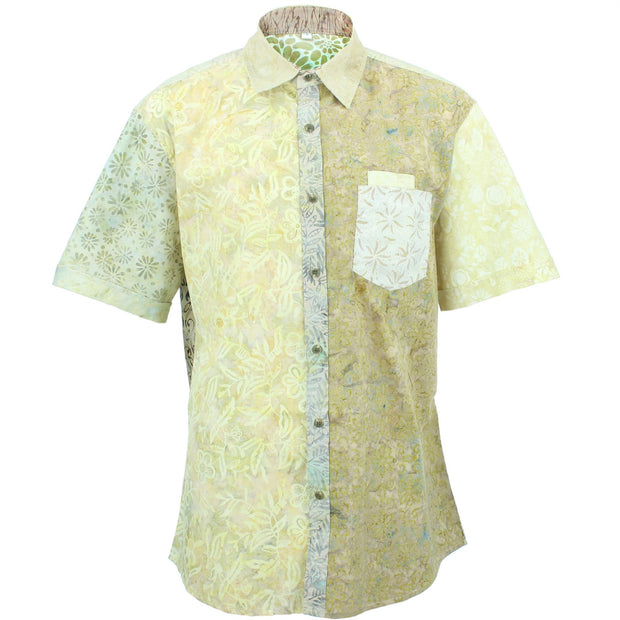 Regular Fit Short Sleeve Shirt - Random Mixed Batik - Beige