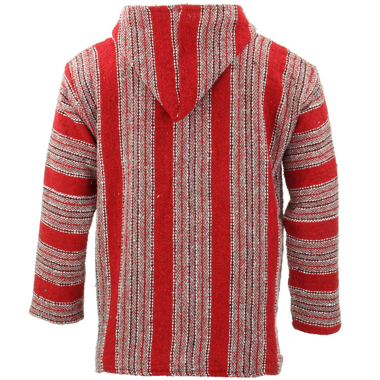 Recycled Mexican Baja Jerga Hoody - Red Grey