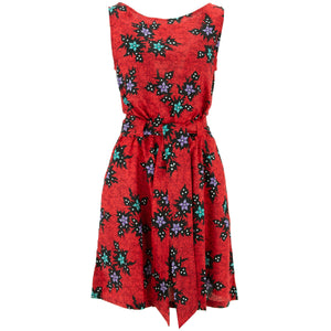 Belted Dress - Red Freesia