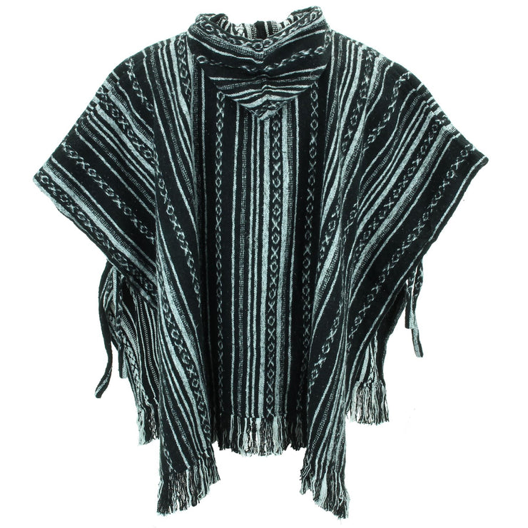 Brushed Cotton Hooded Poncho - Black Diamond