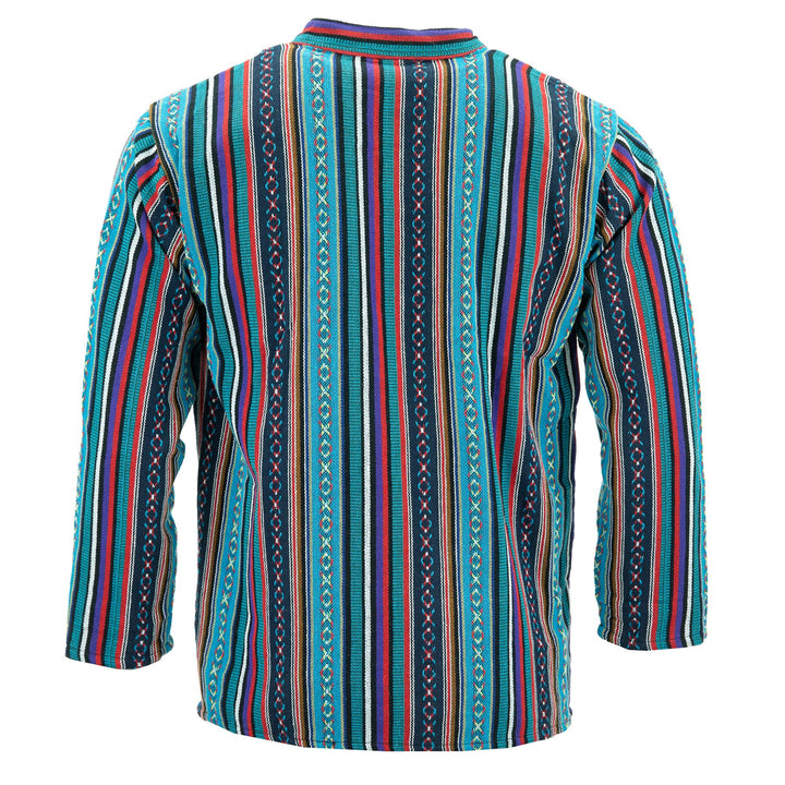 Woven Cotton Grandad Shirt - Purple Sky