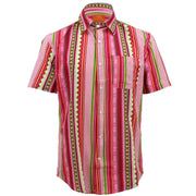 Tailored Fit Short Sleeve Shirt - Red Aztec