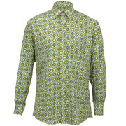 Regular Fit Long Sleeve Shirt - Green Diamond Abstract