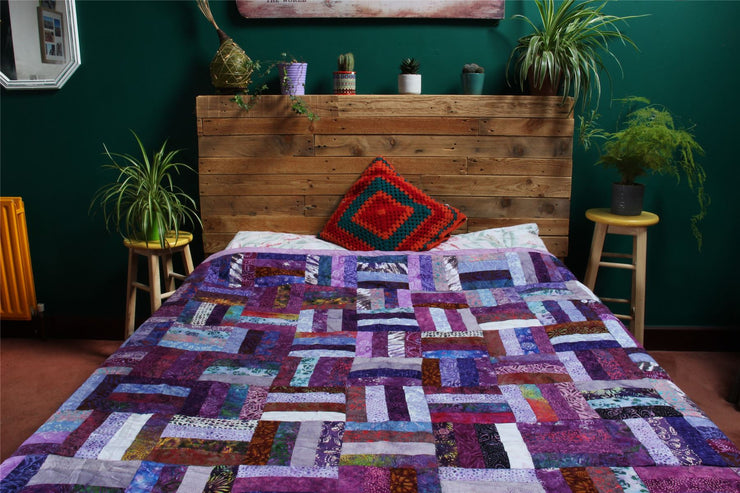 Handmade Quilted Patchwork Batik Printed Bedspread