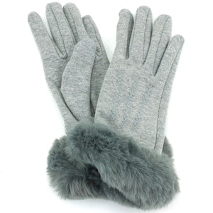leather Bow Strap Gloves - Grey