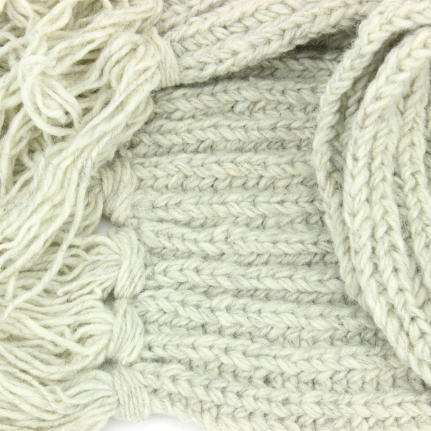 Chunky Wool Knit Scarf - Plain - Light Grey