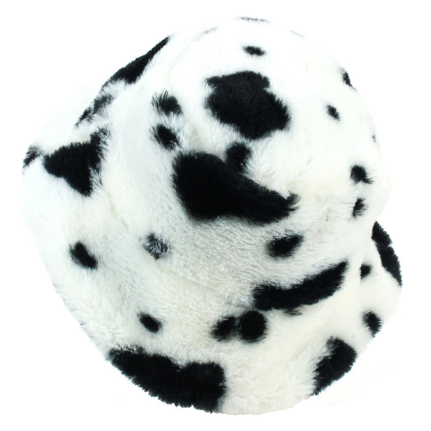 Faux Fur Bucket Hat - Fluffy Cow