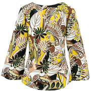 Wrap Top with Flared Sleeve - Leaf Jungle