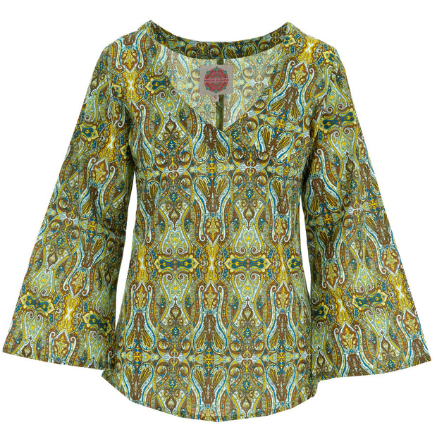 Wrap Top with Flared Sleeve - Kaleidoscope