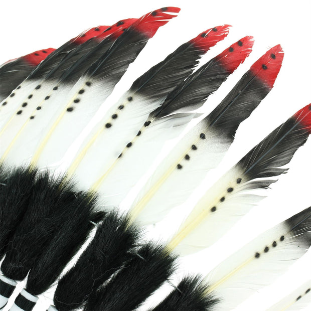 Native Amercian Chief Headdress - Red (Black Fur)