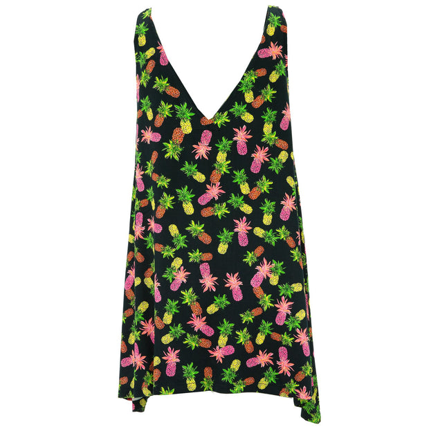 Floaty Asymmetrical Summer Dress - Pineapple Punch Black