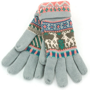 Departure Aztec Reindeer Gloves - Grey