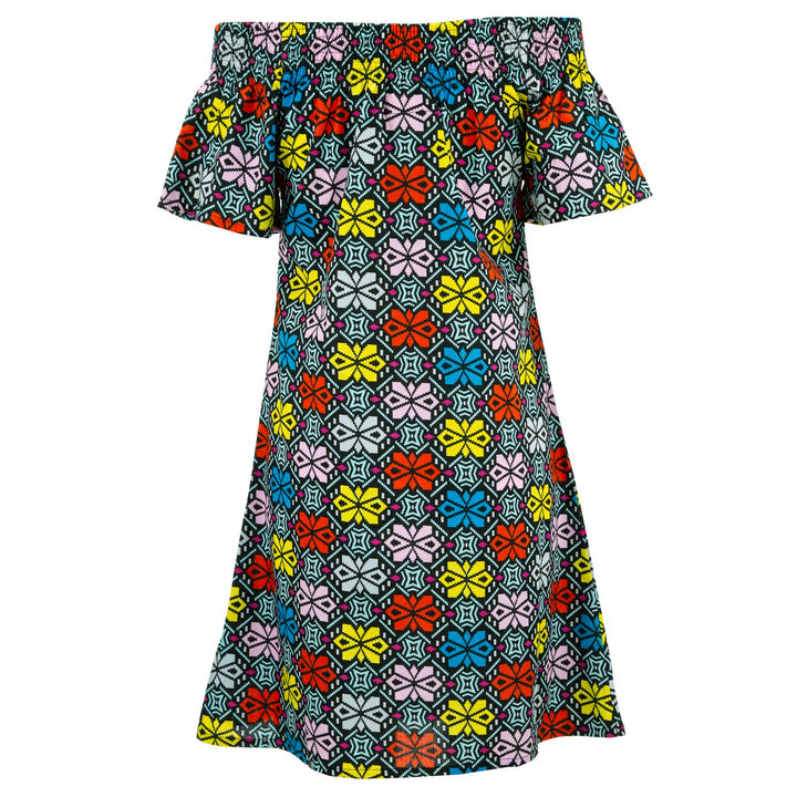 Shirred Comfy Dress - Pixel Garden Red
