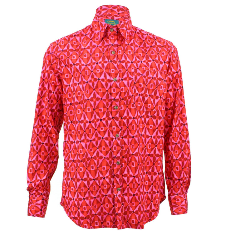 Tailored Fit Long Sleeve Shirt - Abstract Diamond Flower
