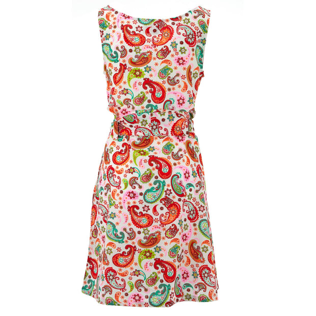Belted Dress - Red Vibrant Paisley