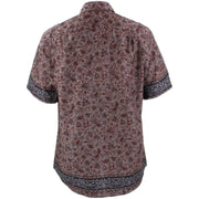 Regular Fit Short Sleeve Shirt - Grey & Red Abstract