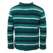 Hand Knitted Wool Jumper - Stripe Teal