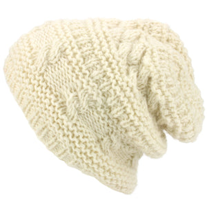 Bonnet en laine tricoté - crème